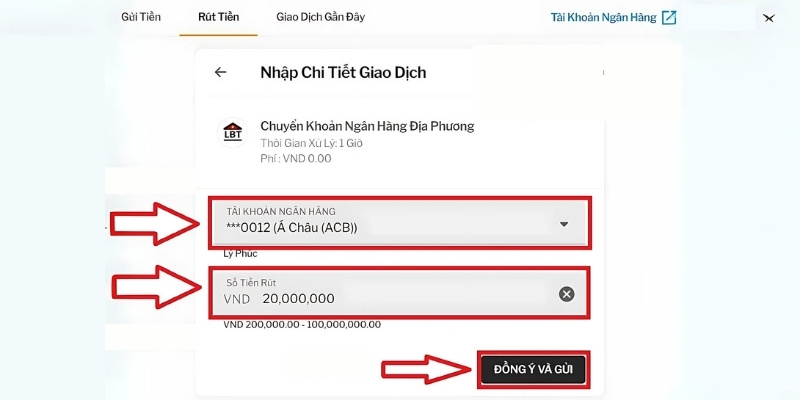 Các bước rút tiền bằng Ngân hàng địa phương 